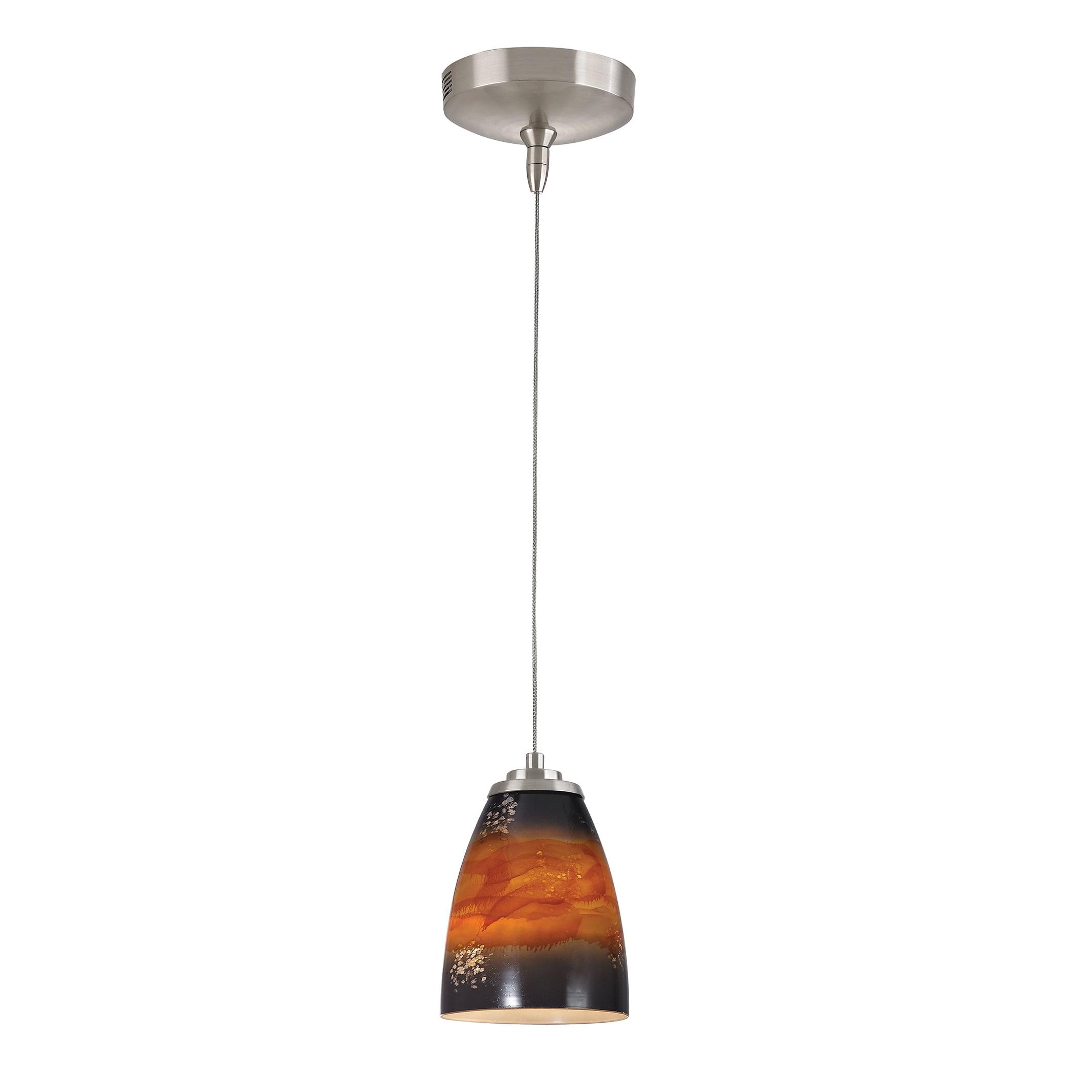 Umber Sunrise Mini Glass Pendant Light with Nickel Finish