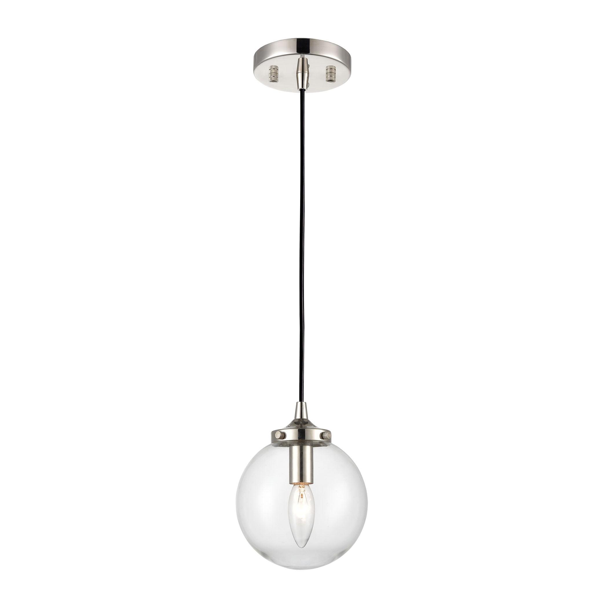 Mini Globe Contemporary Pendant in Matte Black with Clear Glass