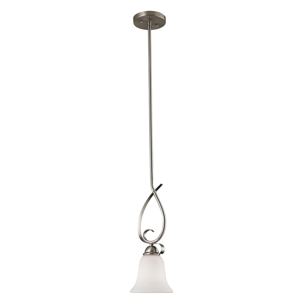 Brighton Brushed Nickel Mini Pendant with White Glass Shade