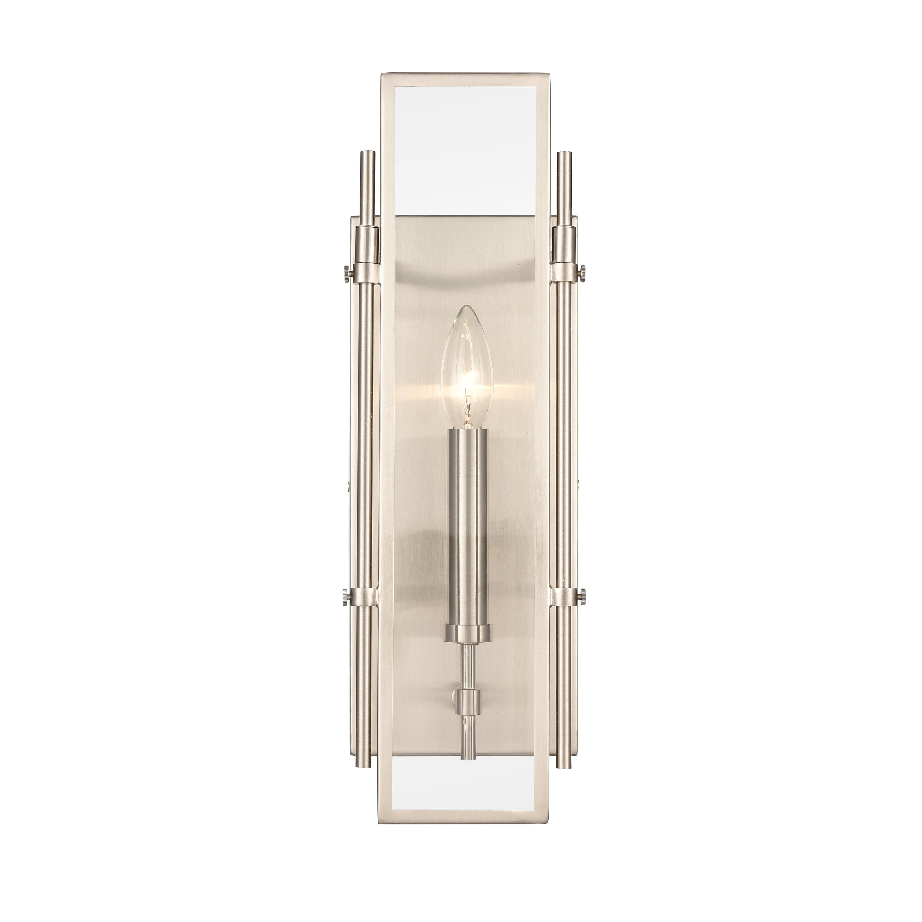 Satin Nickel Swing Arm Wall Sconce with Clear Glass Shade