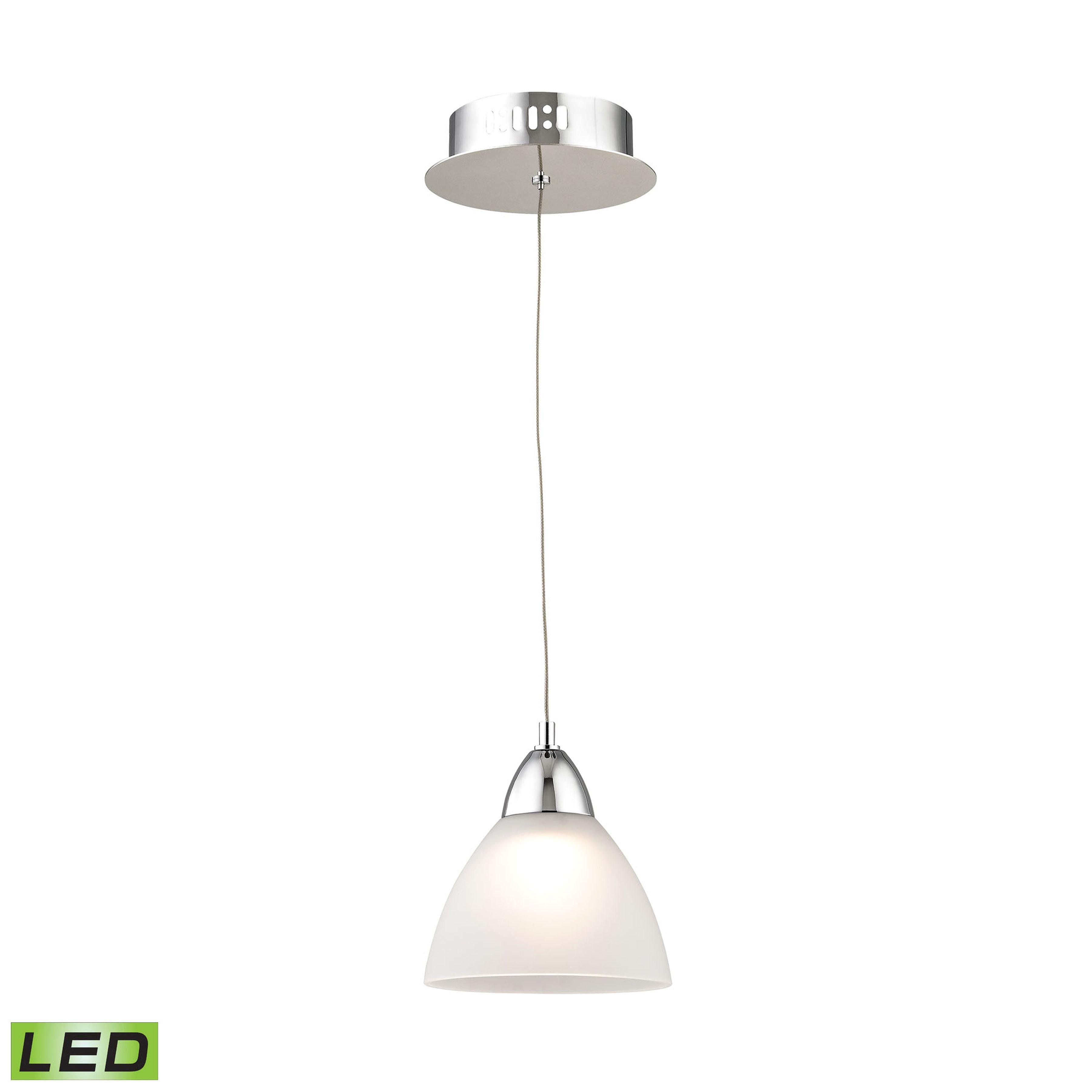 Piatto 6-Inch Chrome LED Pendant with White Glass Shade