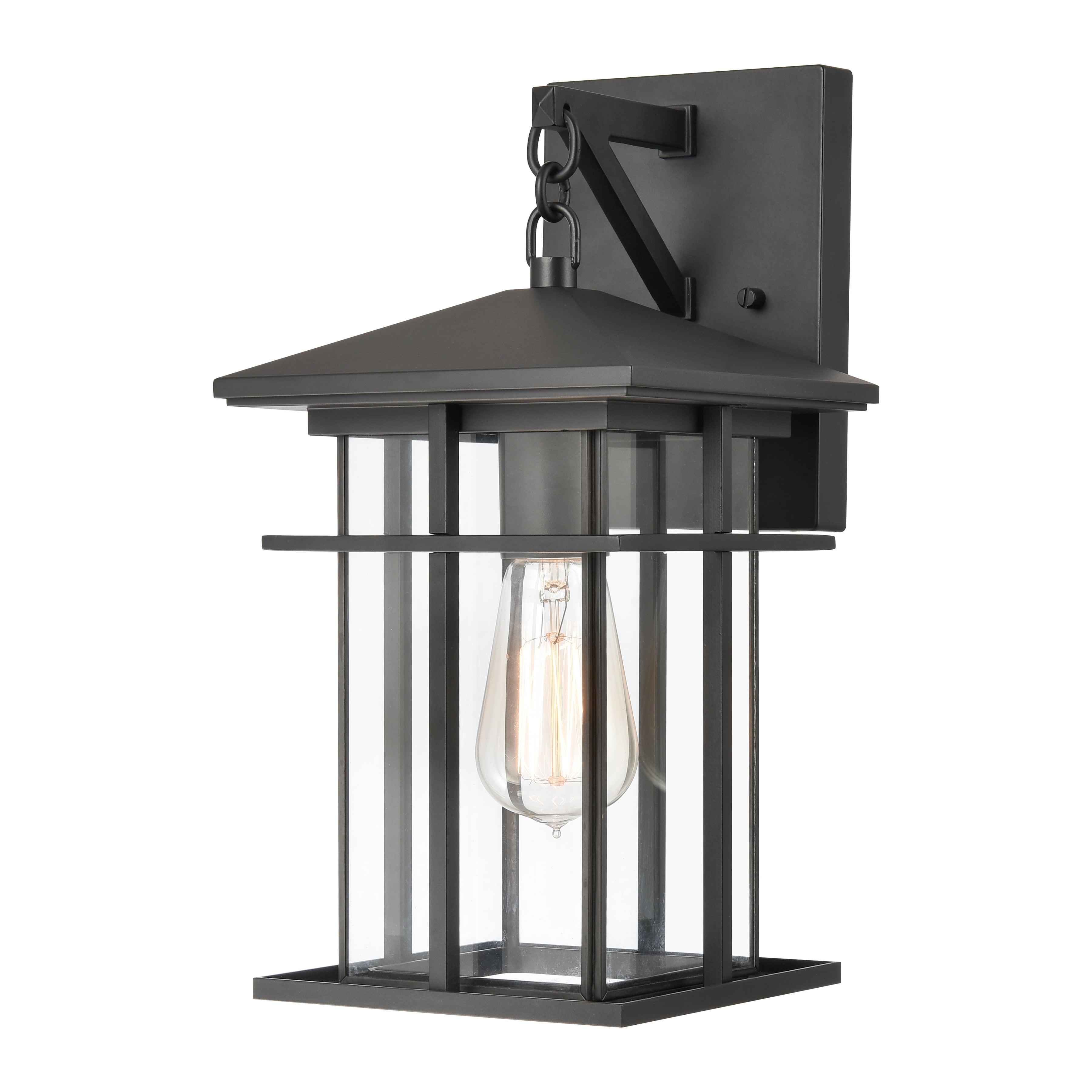 Matte Black Outdoor Wall Lantern with Clear Glass