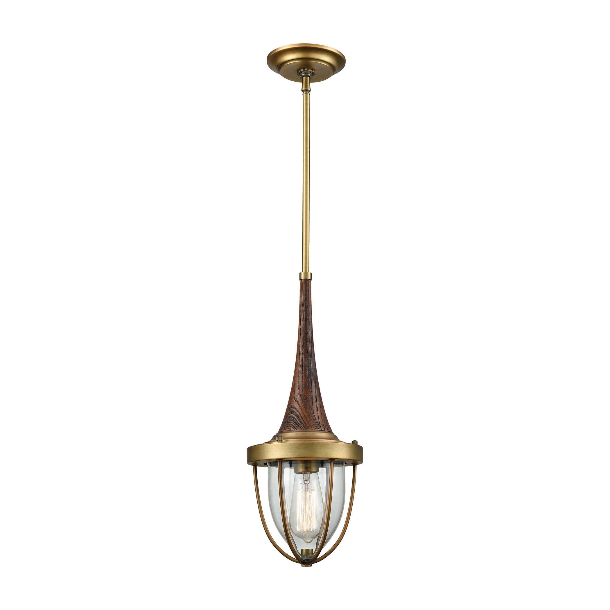 Sturgis Mini Pendant with Clear Glass & Brushed Antique Brass Finish