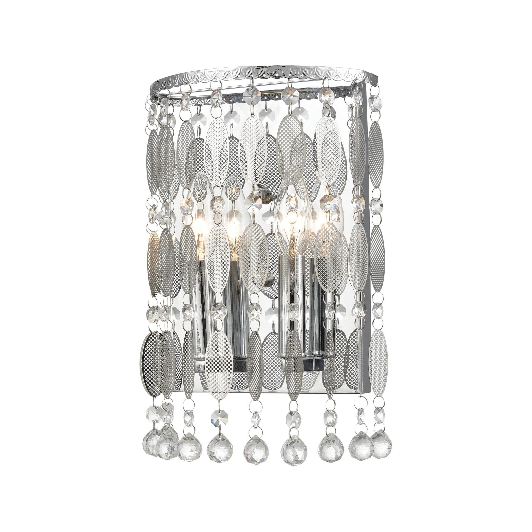 Polished Chrome Crystal and Stainless Steel Sconce