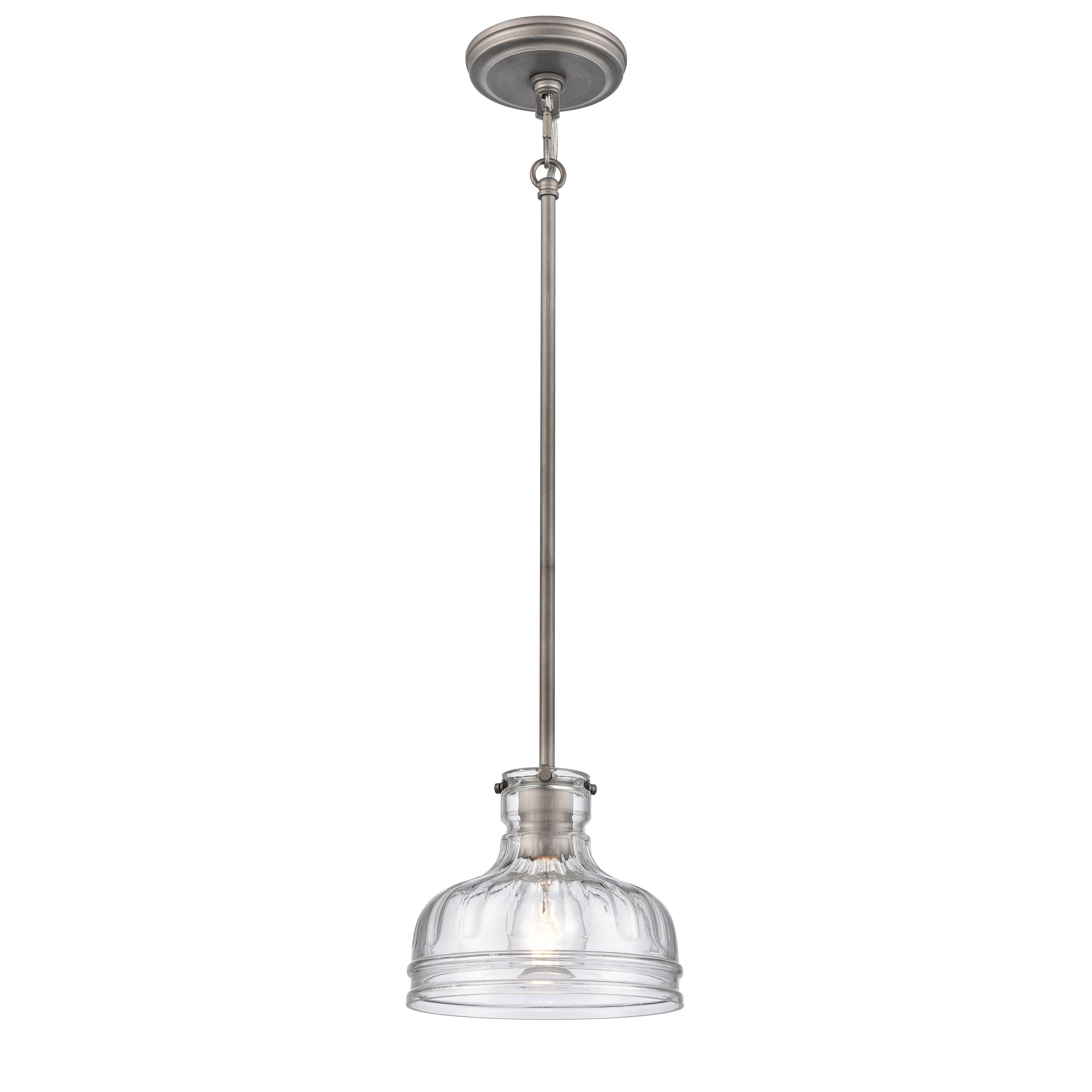 Orinoco Weathered Zinc Mini Pendant with Clear Glass