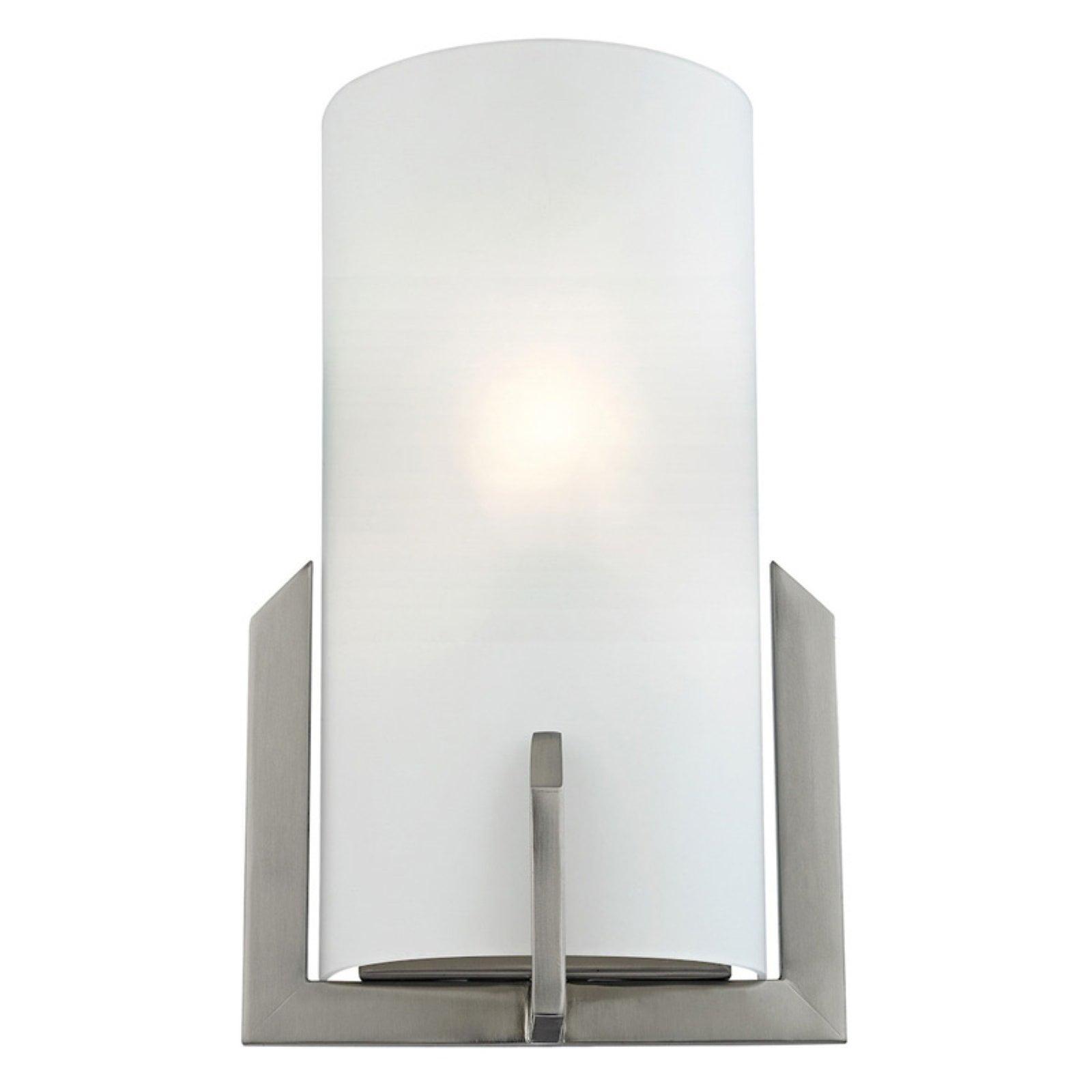 Brushed Nickel White Glass Single Light Sconce