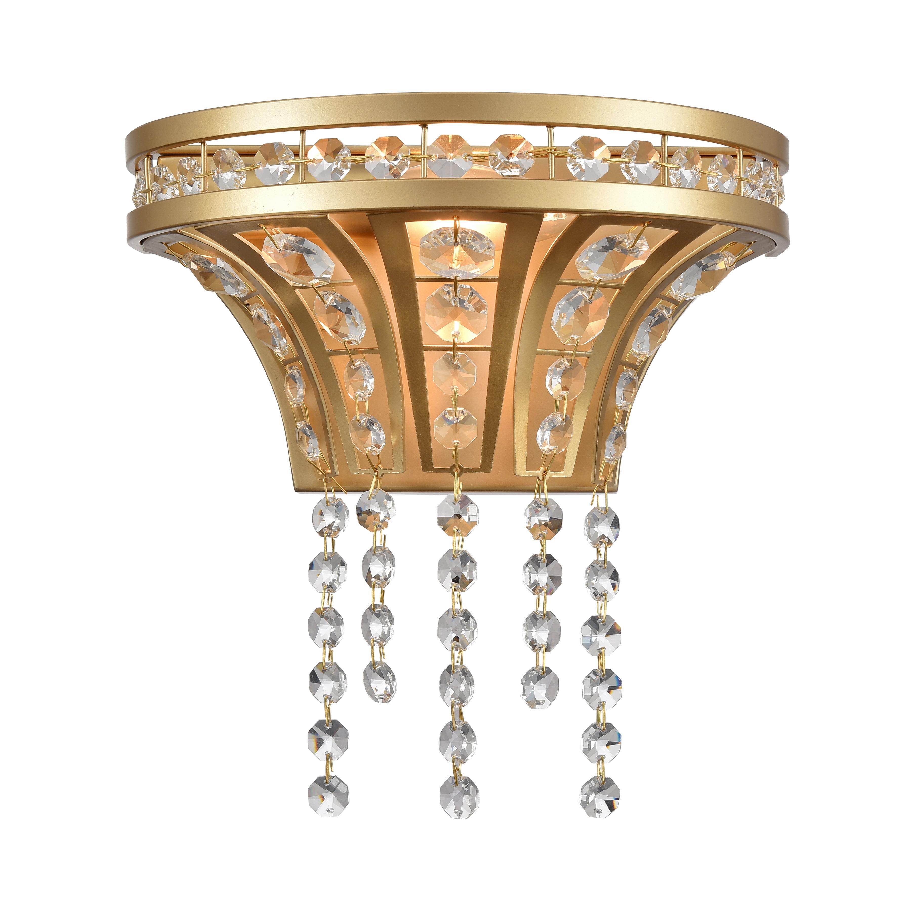 Champagne Gold Dimmable Crystal Sconce with Clear Shade