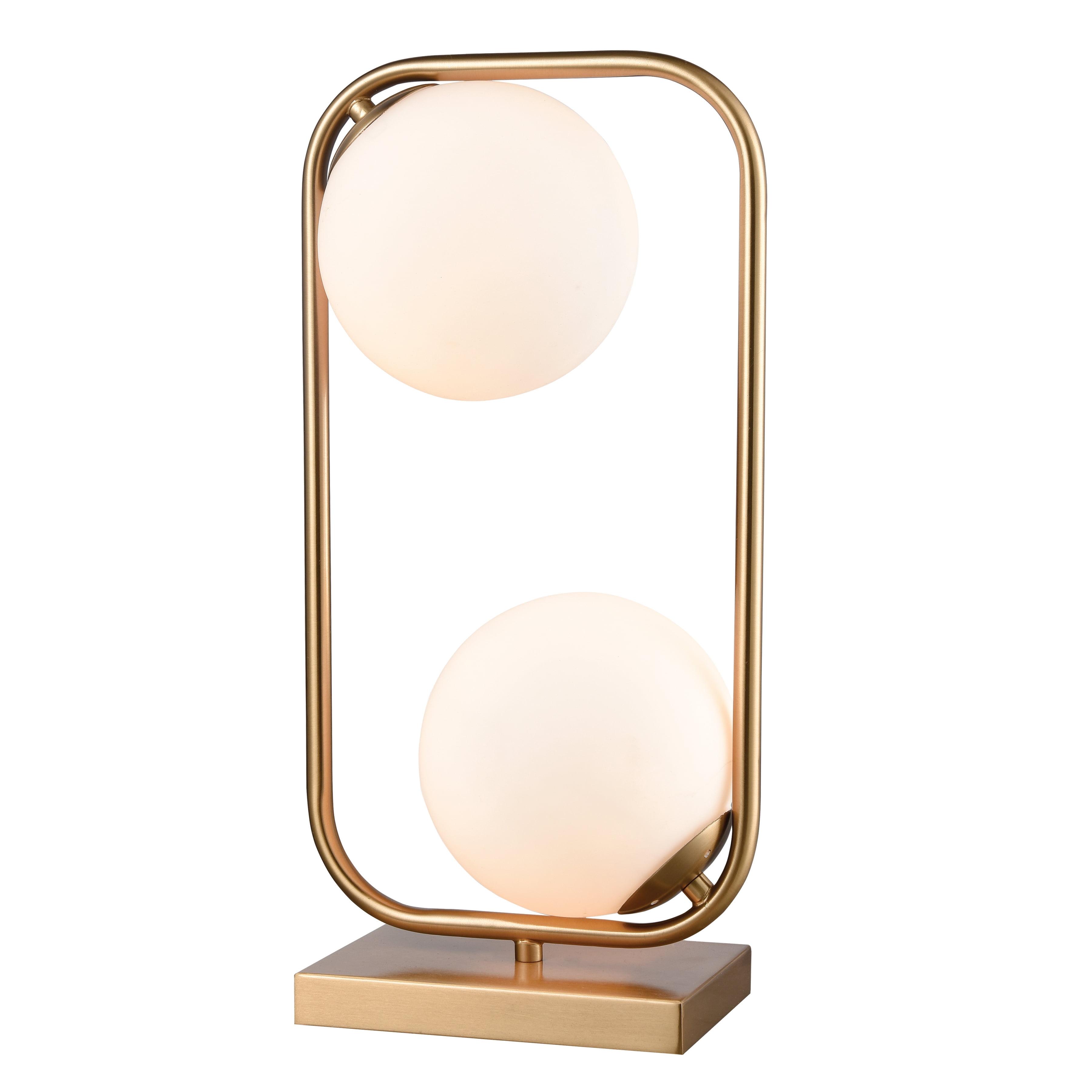 Moondance Aged Brass 2-Light Table Lamp with Frosted White Glass