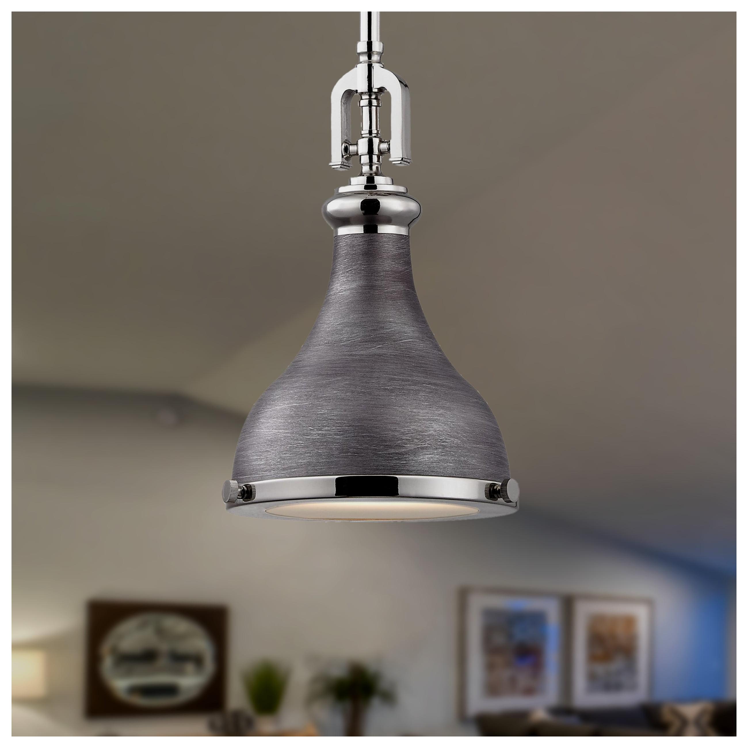 Transitional Mini 1-Light Pendant in Polished Nickel & Weathered Zinc