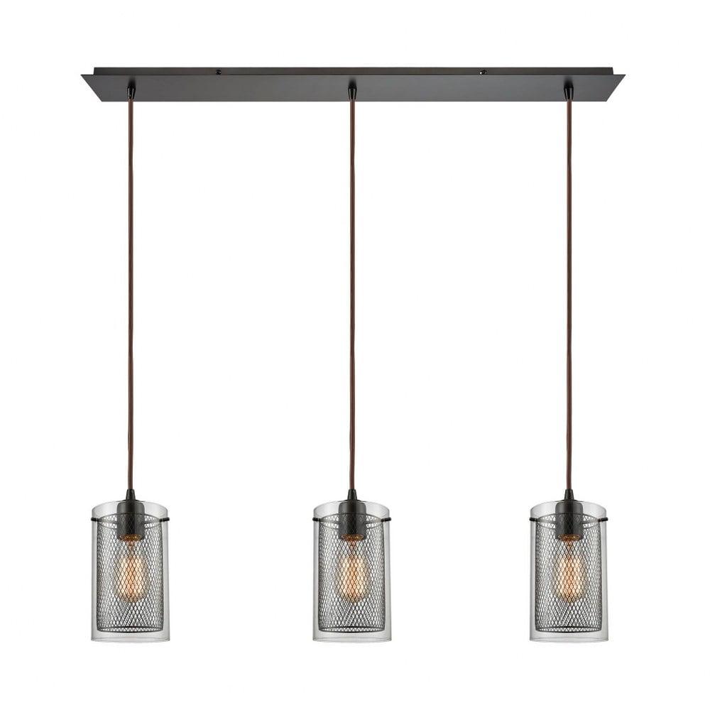 Brant Oil Rubbed Bronze 3-Light Glass Mini Pendant