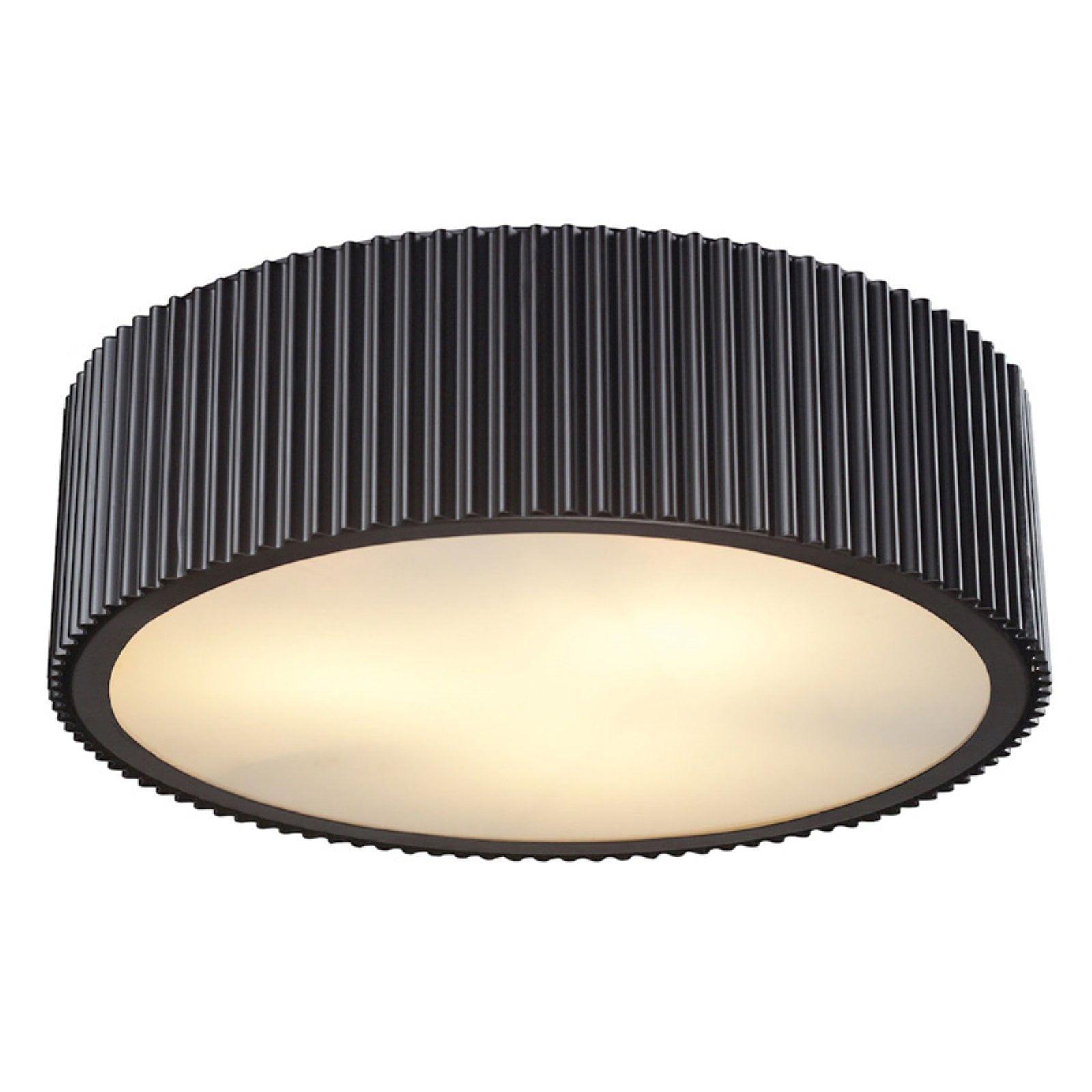 Brendon Ribbed Drum 3-Light Flush Mount in Oil Rubbed Bronze