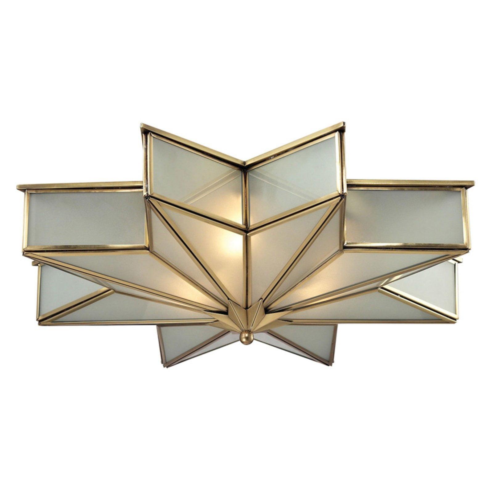 Decostar Brushed Brass 3-Light Art Deco Flush Mount