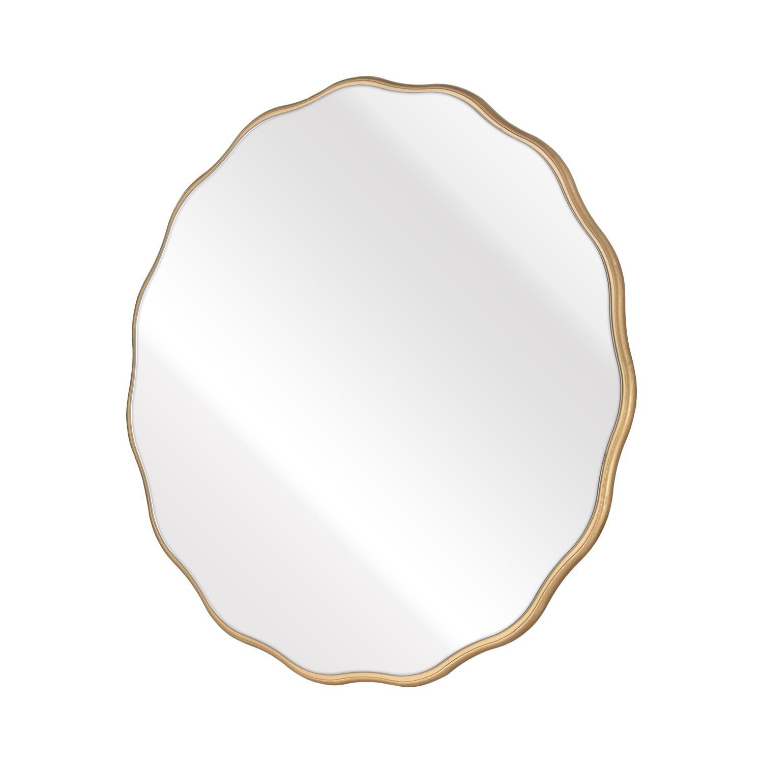 Dora Round Brass Scalloped Edge Wall Mirror