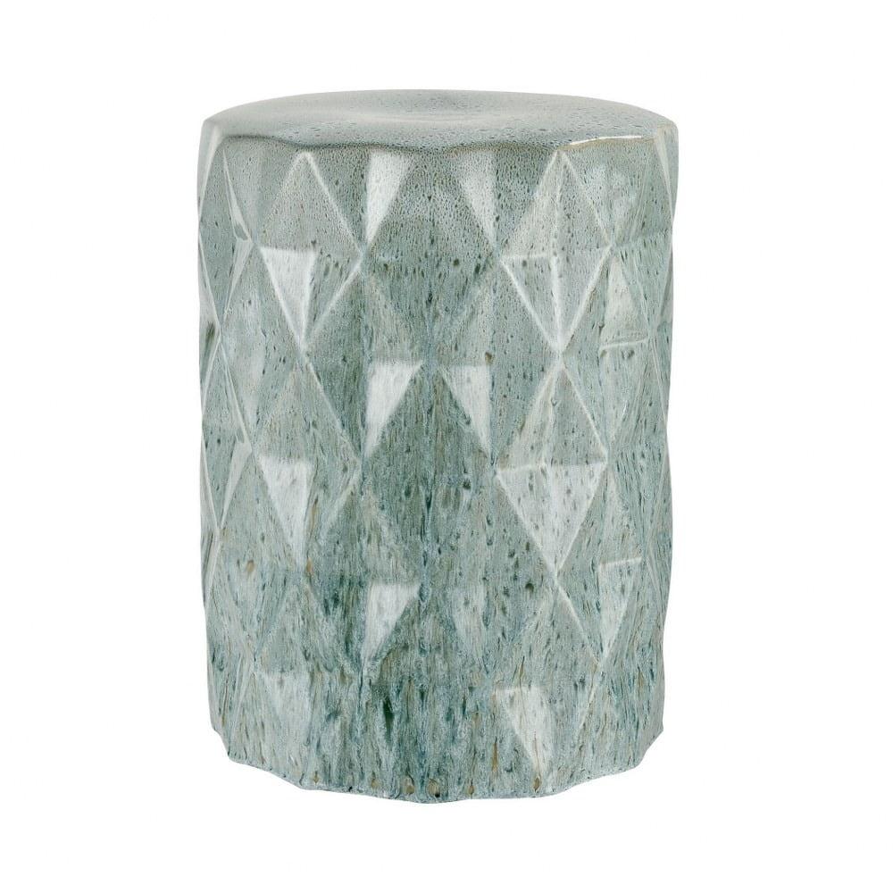 Olmedo 18 Inch Seaglass Glazed Ceramic Accent Stool