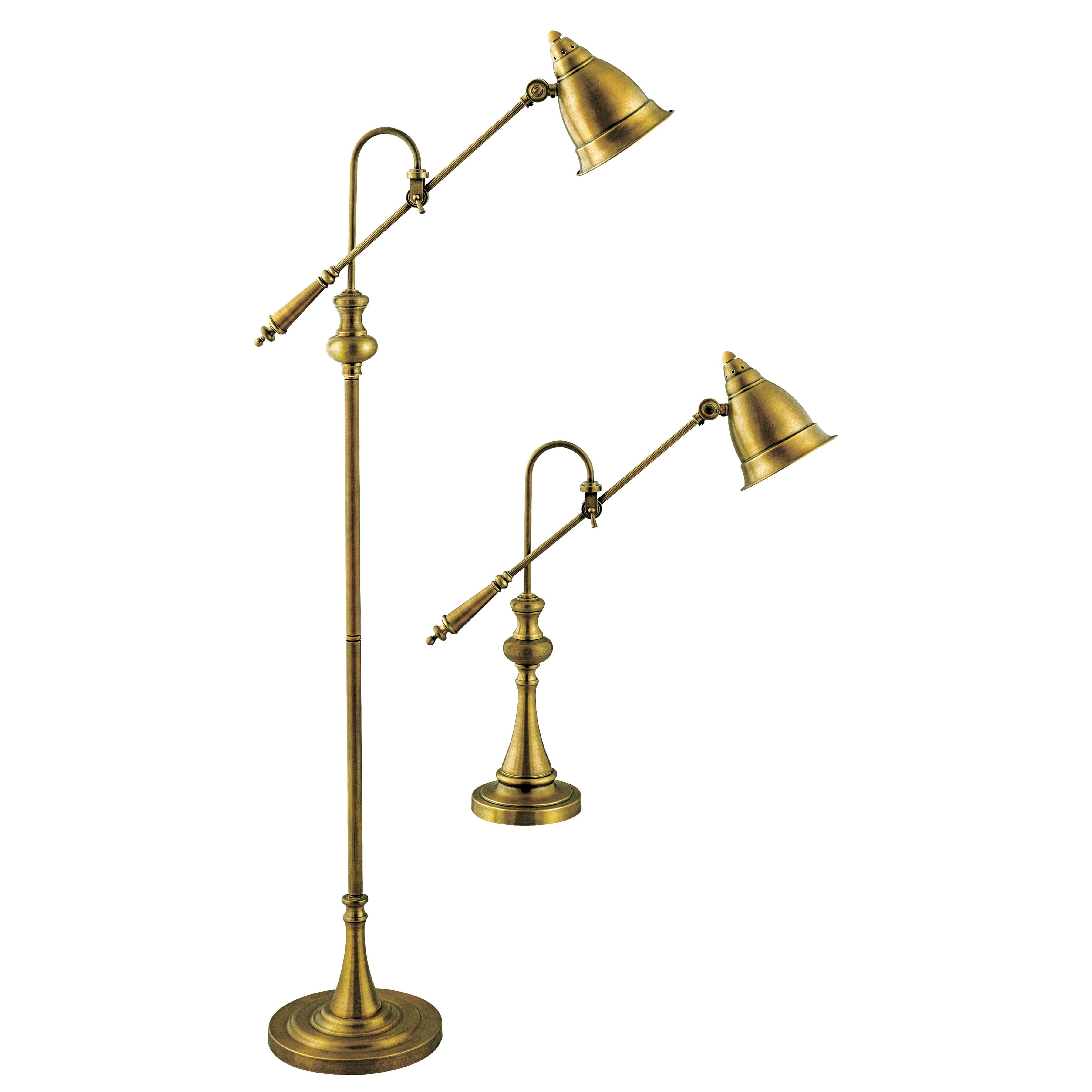 Adjustable Silver Brass Pharmacy Floor and Table Lamp Set