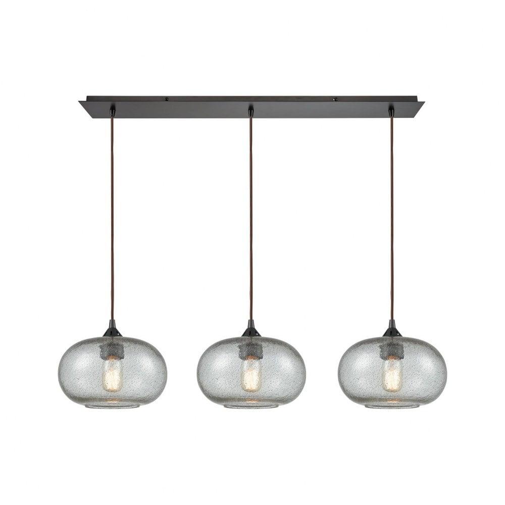 Volace Oil Rubbed Bronze 3-Light Mini Pendant with Gray Glass