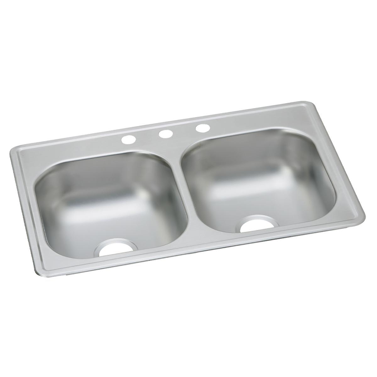 Dayton 33" L x 19" W Double Basin Drop-In Kitchen Sink