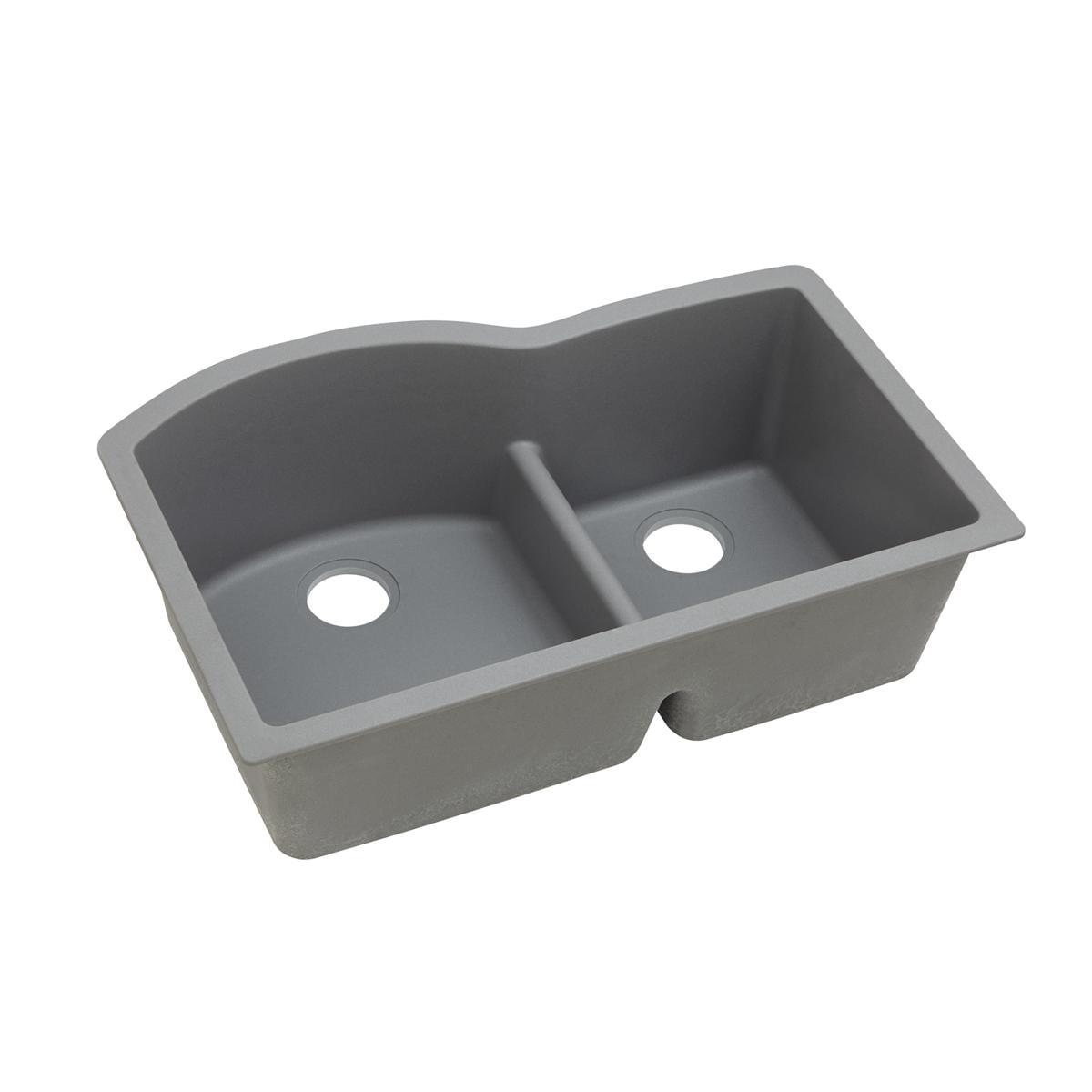 Greystone Quartz 33" Double Bowl Undermount Kitchen Sink