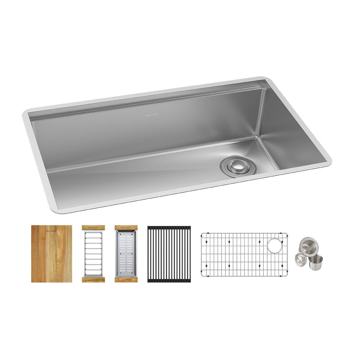 Crosstown Workstation 32" L x 19" W Undermount Kitchen Sink with Accessories