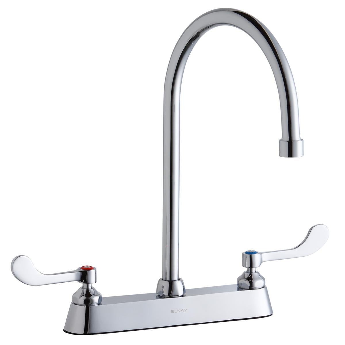 Chrome Double Handle Kitchen Faucet with Gooseneck Spout