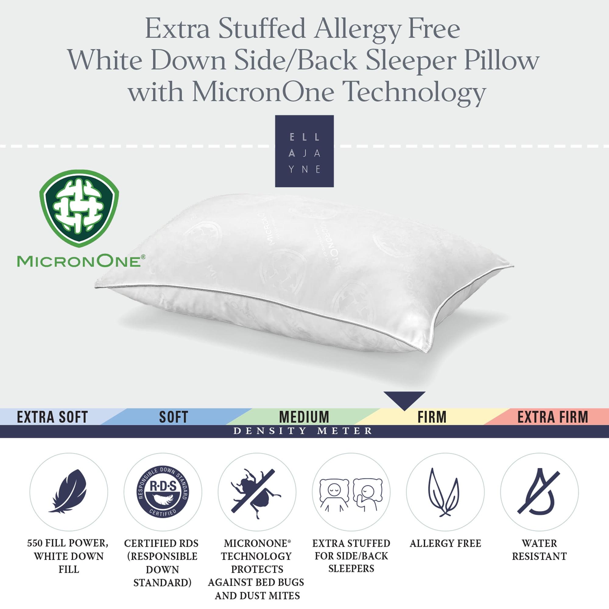 Ella Jayne Home MicronOne Allergen-Free White Down Pillow, Firm Density
