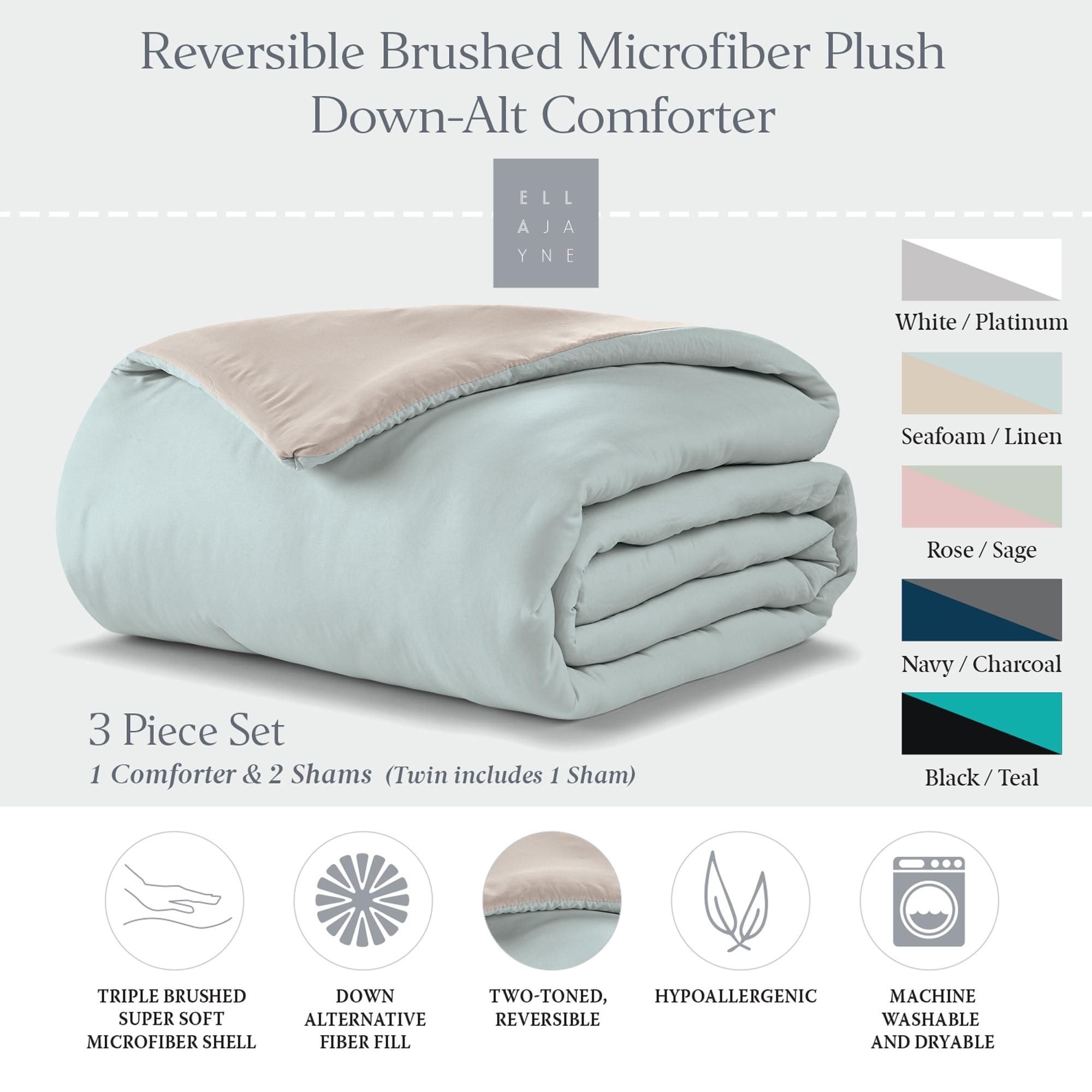 Reversible Brushed Microfiber Plush Down-Alternative Comforter Set