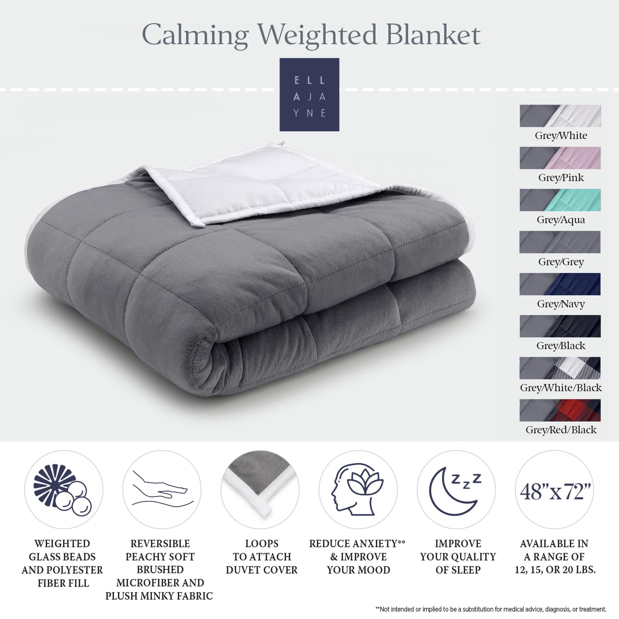 Reversible Luxe Fleece 12lb Weighted Blanket in Grey/White