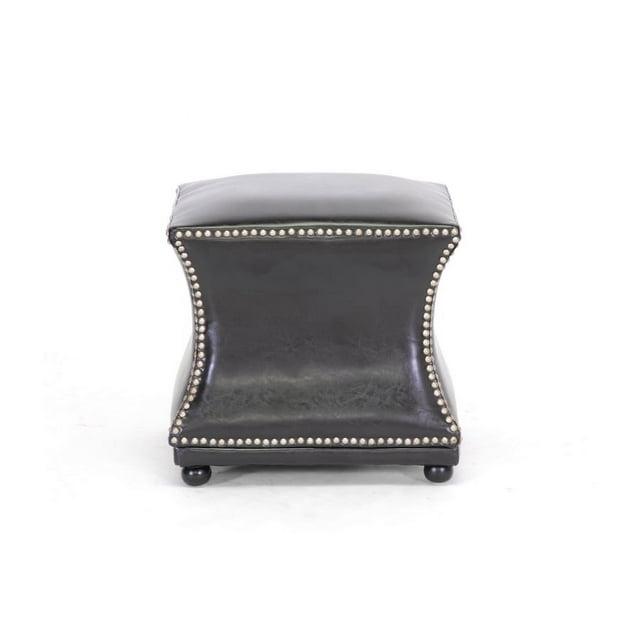 Ellastone Modern Leather Ottoman Dark Brown - Baxton Studio: Square Footstool, Faux Upholstered, No Assembly