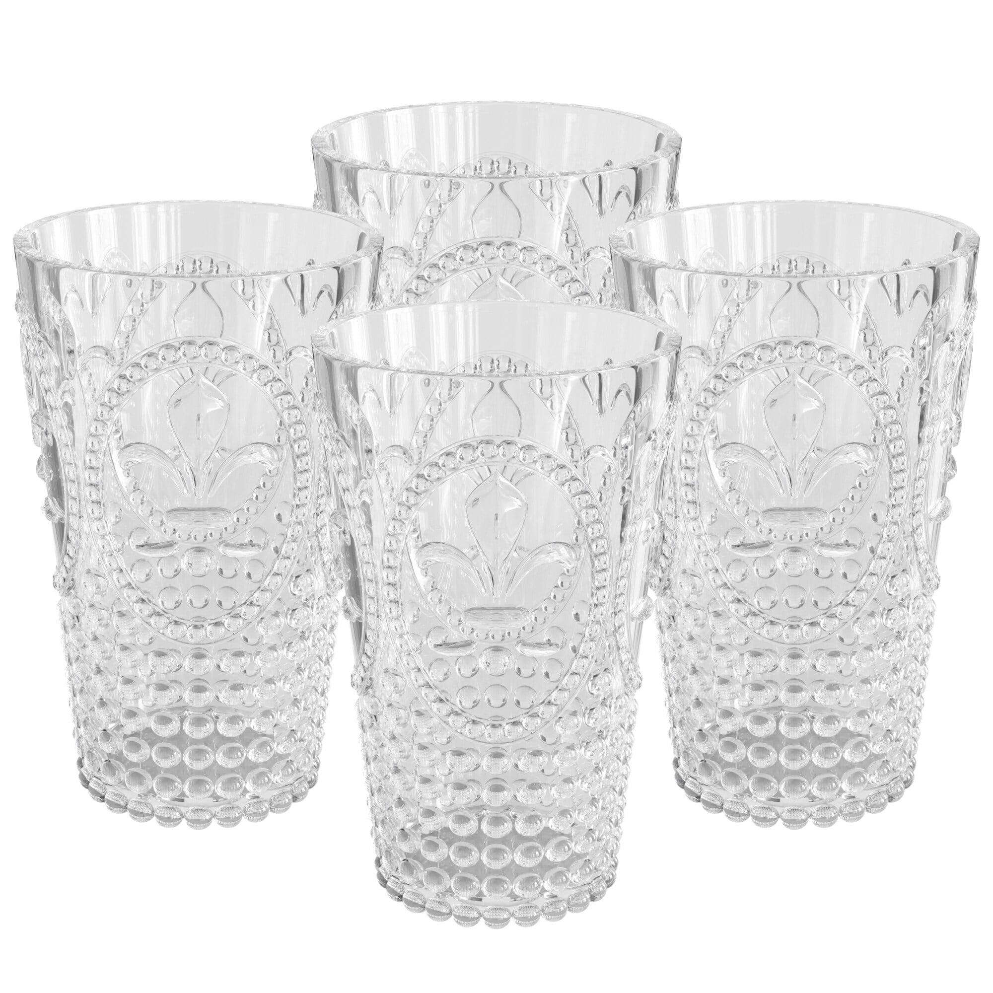 Elle Decor Acrylic 25 Ounce Plastic Water Tumblers, Set of 4 Drinking Cups, Reusable, Shatterproof, and BPA-Free Beverage Drinking Glasses