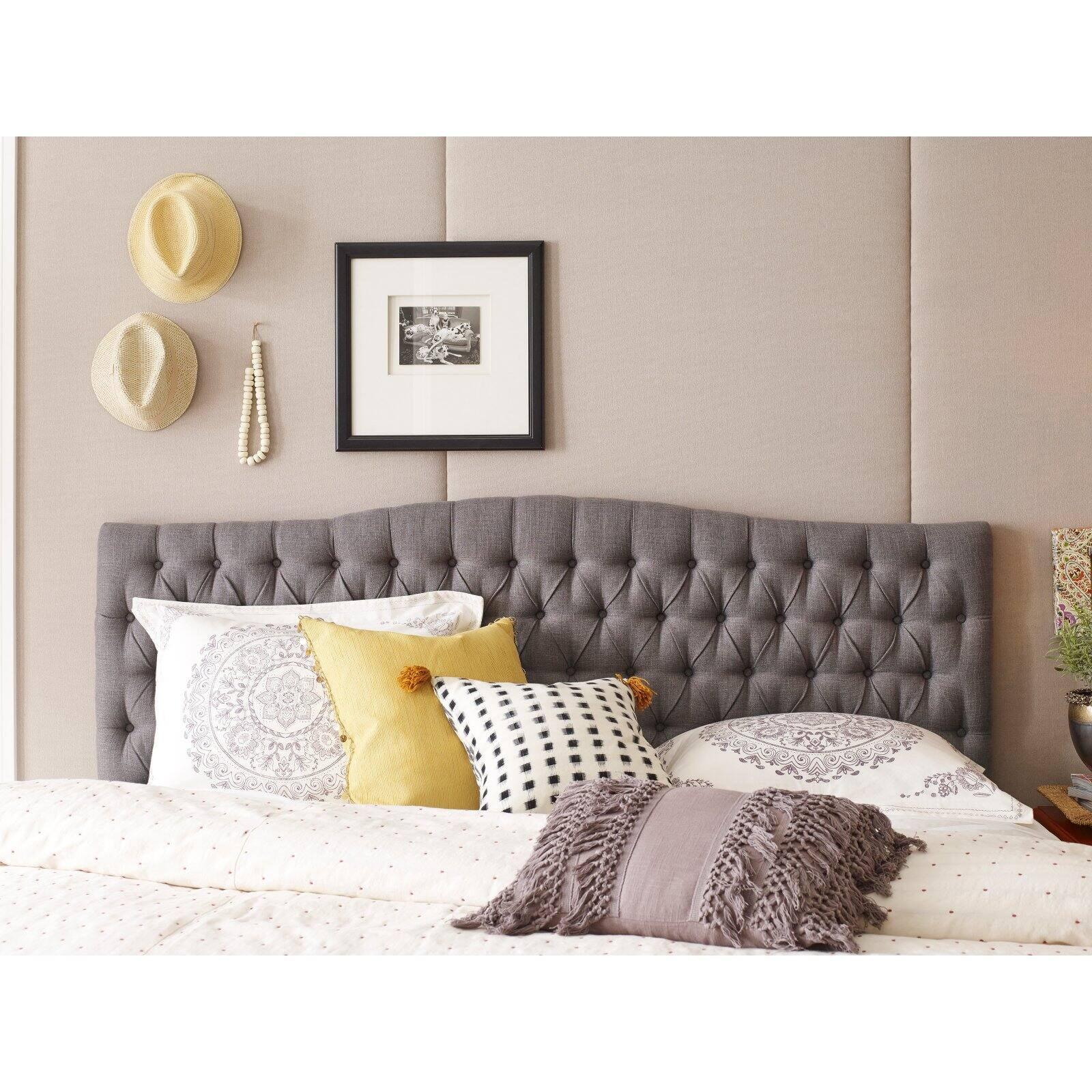 Celeste Gray Queen Upholstered Tufted Headboard