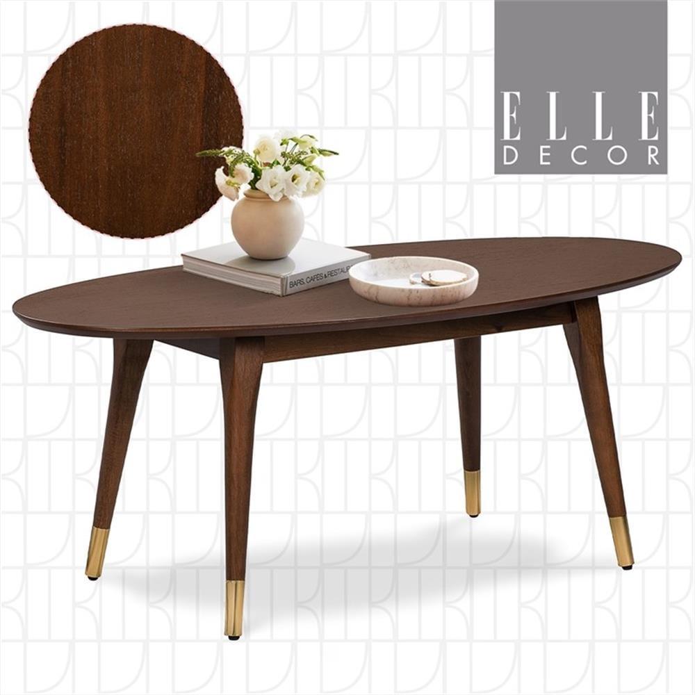 Elle Decor Clemintine Elle Decor Mid-Century Modern Oval Coffee Table with Brass Accents