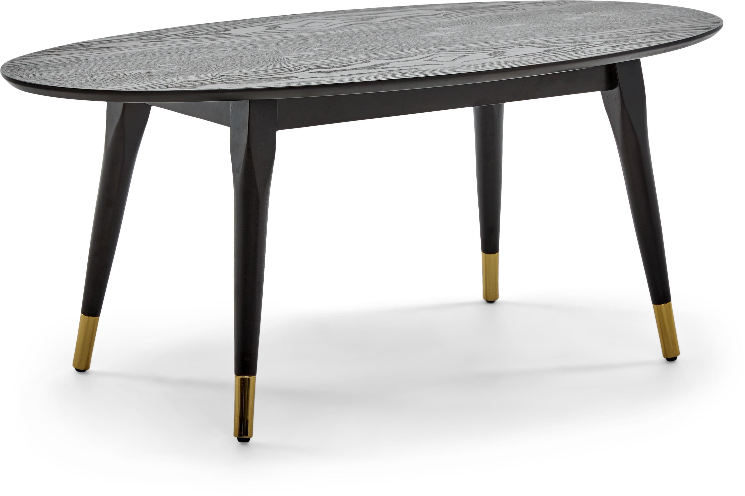 Elle Decor Clemintine Elle Decor Mid-Century Modern Oval Coffee Table with Brass Accents