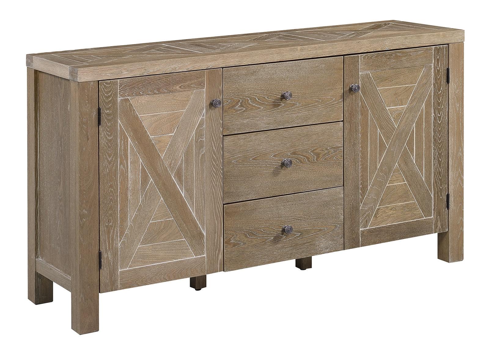 French Elm Weathered Wood Sideboard with Farmhouse Charm