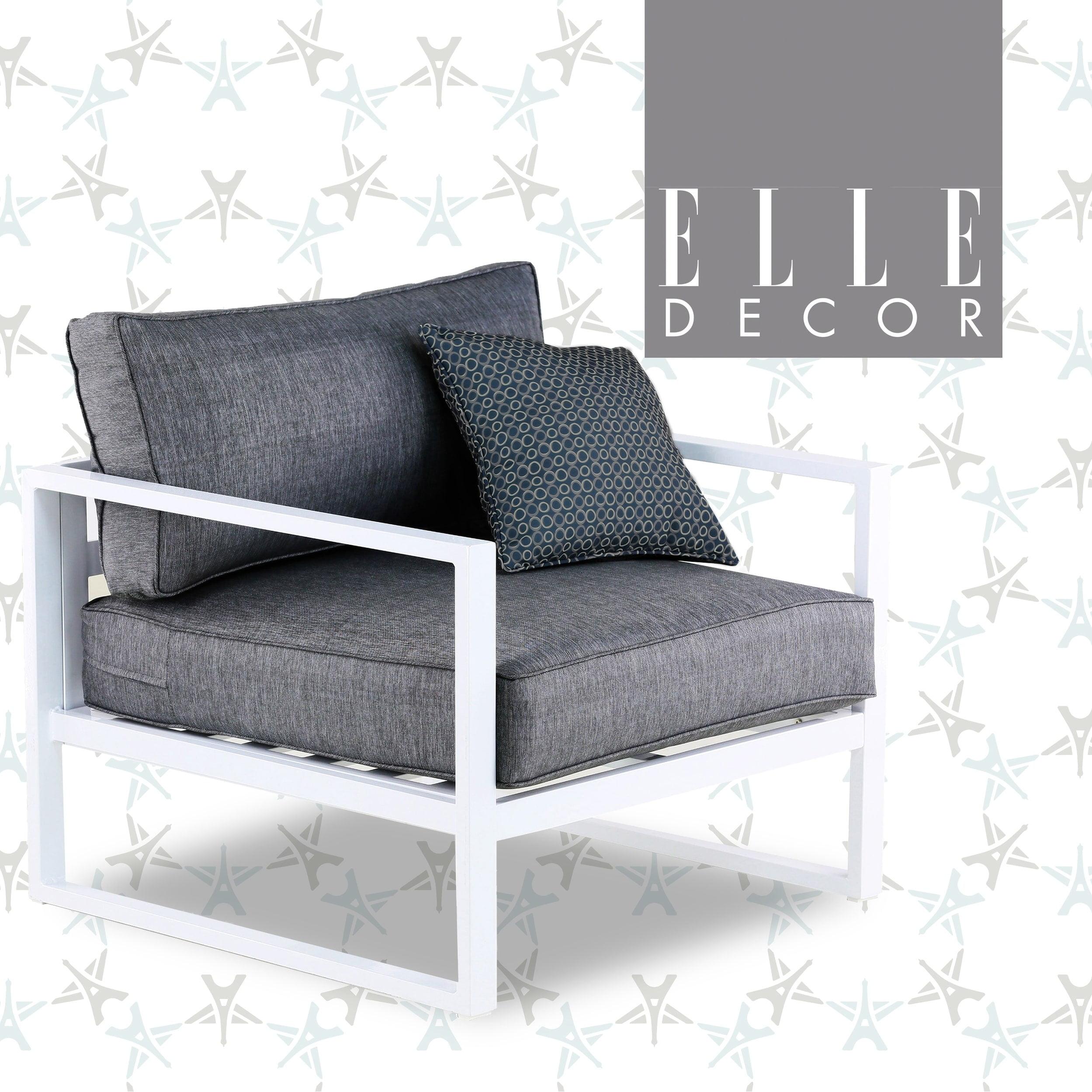 Elle Decor Paloma Outdoor Weather-Resistant Metal Frame Accent Chair, White
