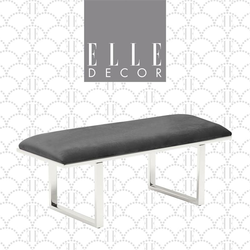 Elle Decor Remi Velvet Bedside Bench, Upholstered Ottoman, Easy Assembly