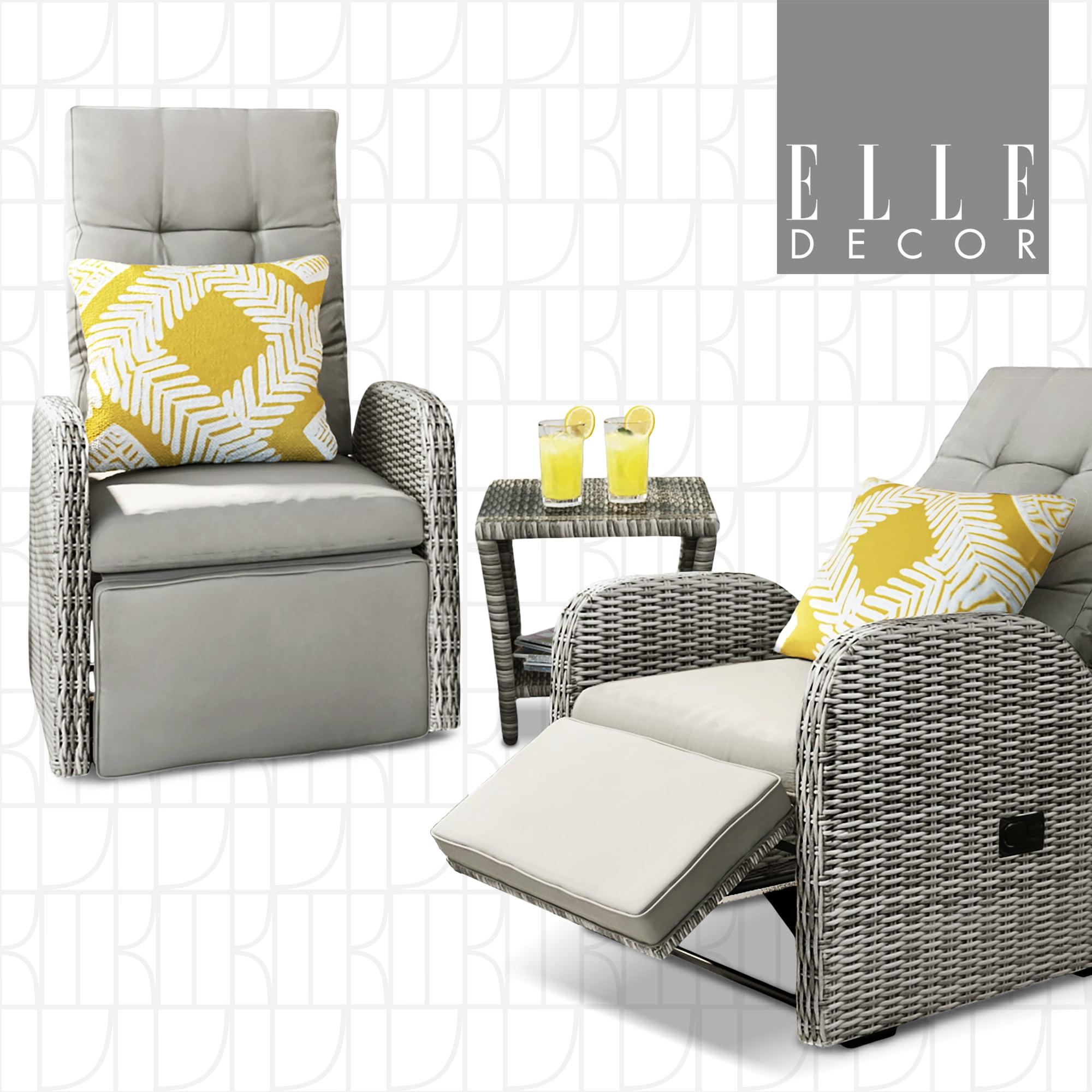 Elle Decor Vallauris 3-Piece Outdoor Reclining Chair Set, Grey