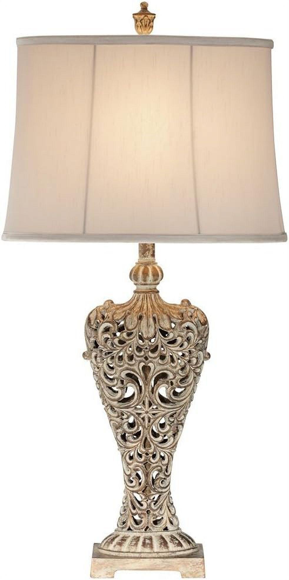 Barnes and Ivy Elle Traditional Table Lamp 33" Tall Antique Gold Florentine Off White Oval Shade for Bedroom Living Room Bedside Nightstand Office