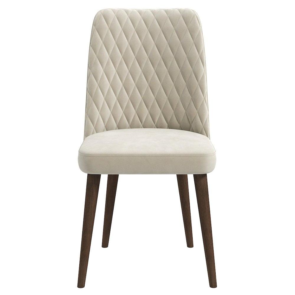 Ellen Mid-Century Modern Beige Velvet Dining Chair (Set of 2)