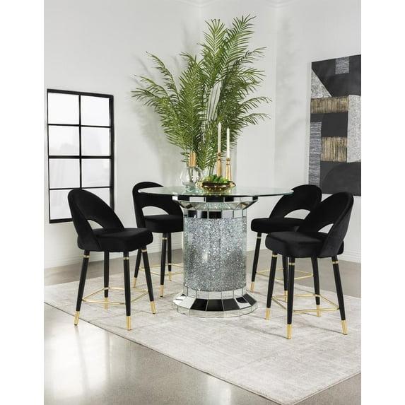 Ellie 5-piece Pedestal Counter Height Dining Room Set Mirror and Black