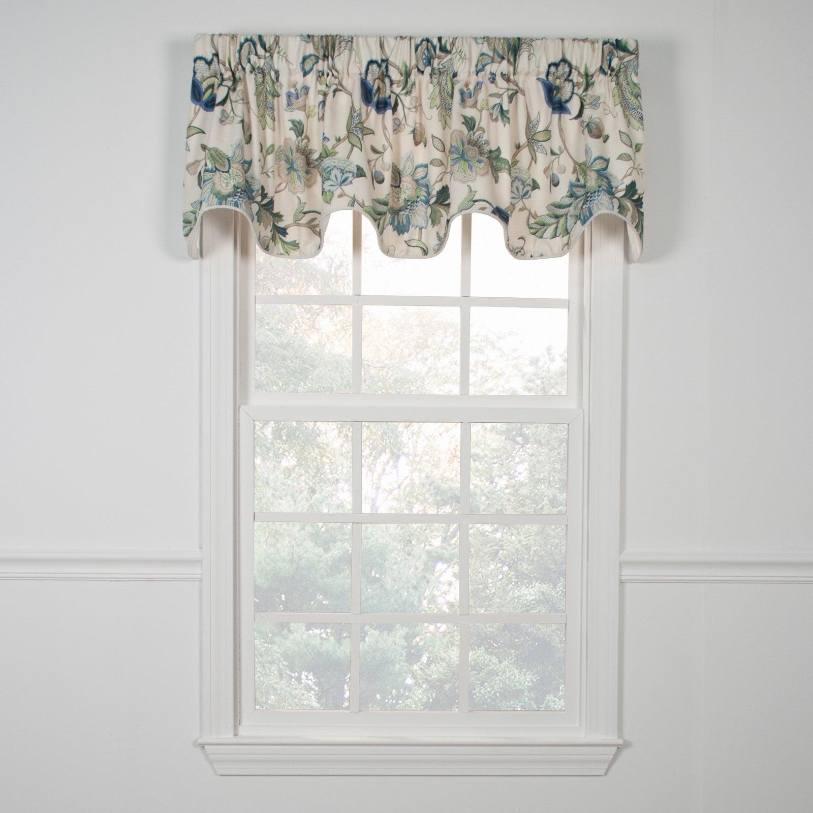 Brissac Blue Floral Polyester Scallop Window Valance