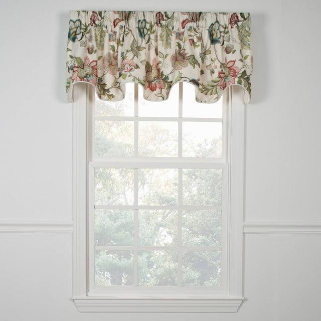 Ellis Curtain Brissac High Quality Room Darkening Natural Color Lined Scallop Window Valance - 70 x 17, Red