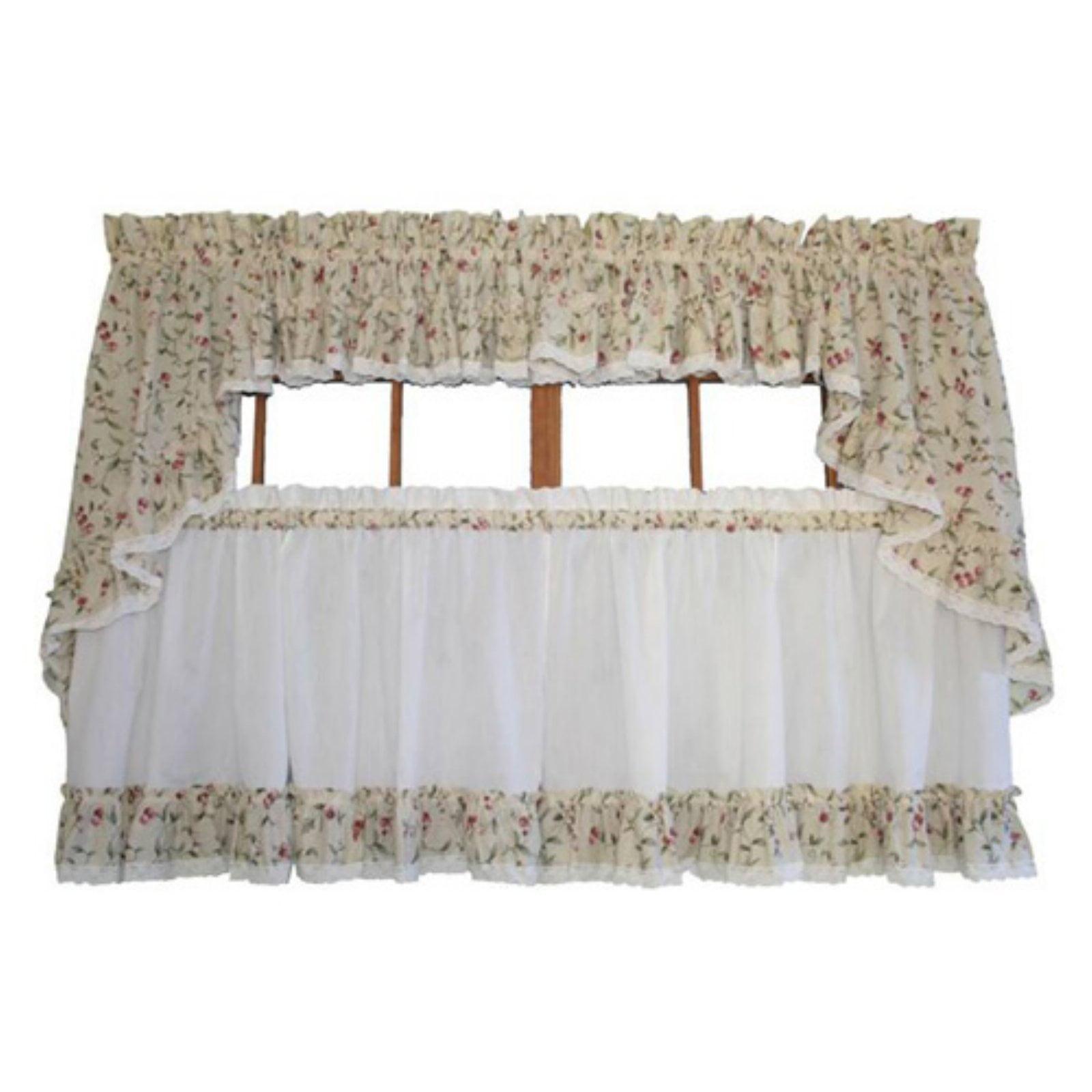 Natural Cherries Ruffled Rod Pocket Valance 52" x 12"