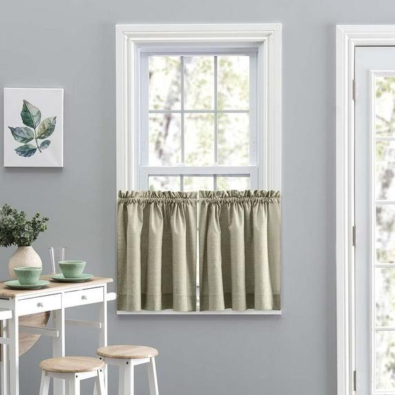 Ellis Curtain Lisa Solid Poly Cotton Duck Fabric Tailored Tiers 56"x24" for Living Rooms and Dining Rooms Mist
