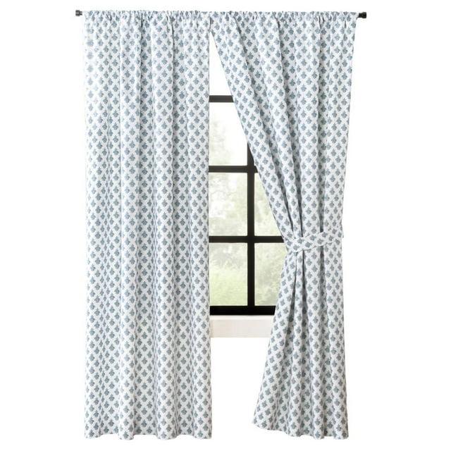 Ellis Curtain Manchester 3" Rod Pocket 100% Cotton Machine Wash and Dry Curtain Pairs 100" x 63" Blue