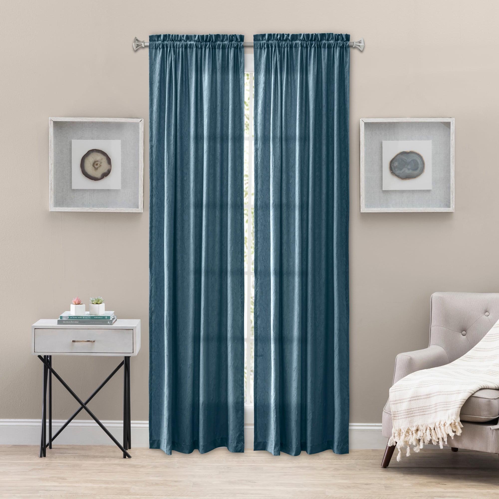 Blue Sheer Polyester Rod Pocket Curtain Panel 48x84"