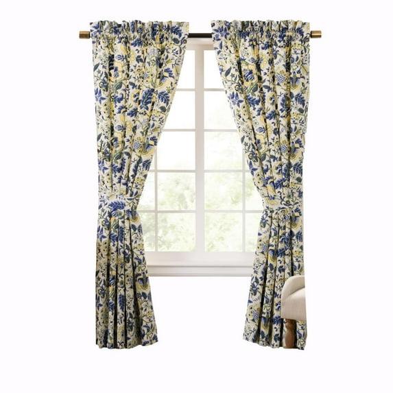 Ellis Curtain Regency 3" Rod Pocket Curtain Panel Pair with Tiebacks 96" x 84" Blue