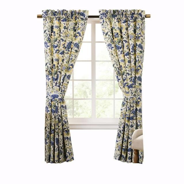Ellis Curtain Regency 3" Rod Pocket Curtain Panel Pair with Tiebacks 96" x 84" Blue