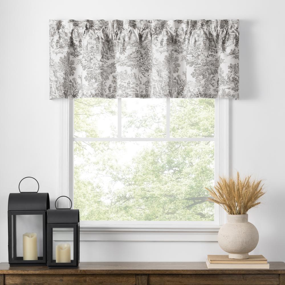Ellis Curtain Victoria Park Toile Water Proof Room Darkening Blackout Tailored Window Valance - 70 x 12, Gray