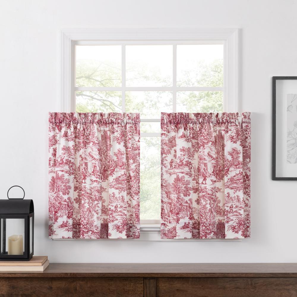 Victoria Park Red Cotton Rod Pocket Curtain Panel Pair