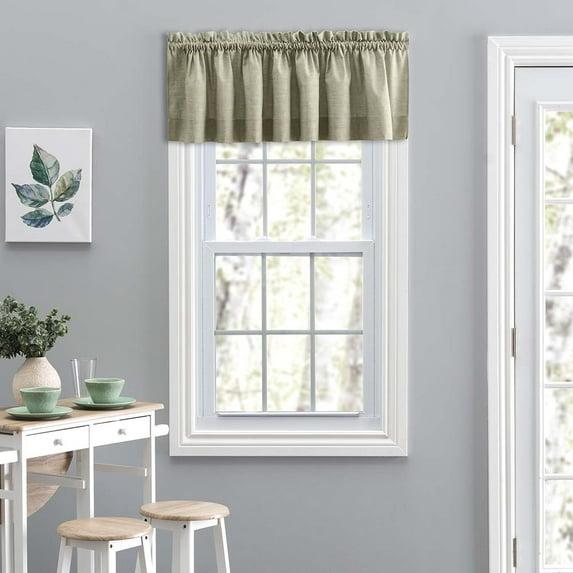 Ellis Lisa Solid Color Poly Cotton Duck Fabric 1.5" Rod Pocket for Simple Window Tailored Valance 58"x15" Mist